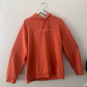 Primitive Hoodie, Large, orange with white striping down sleeves